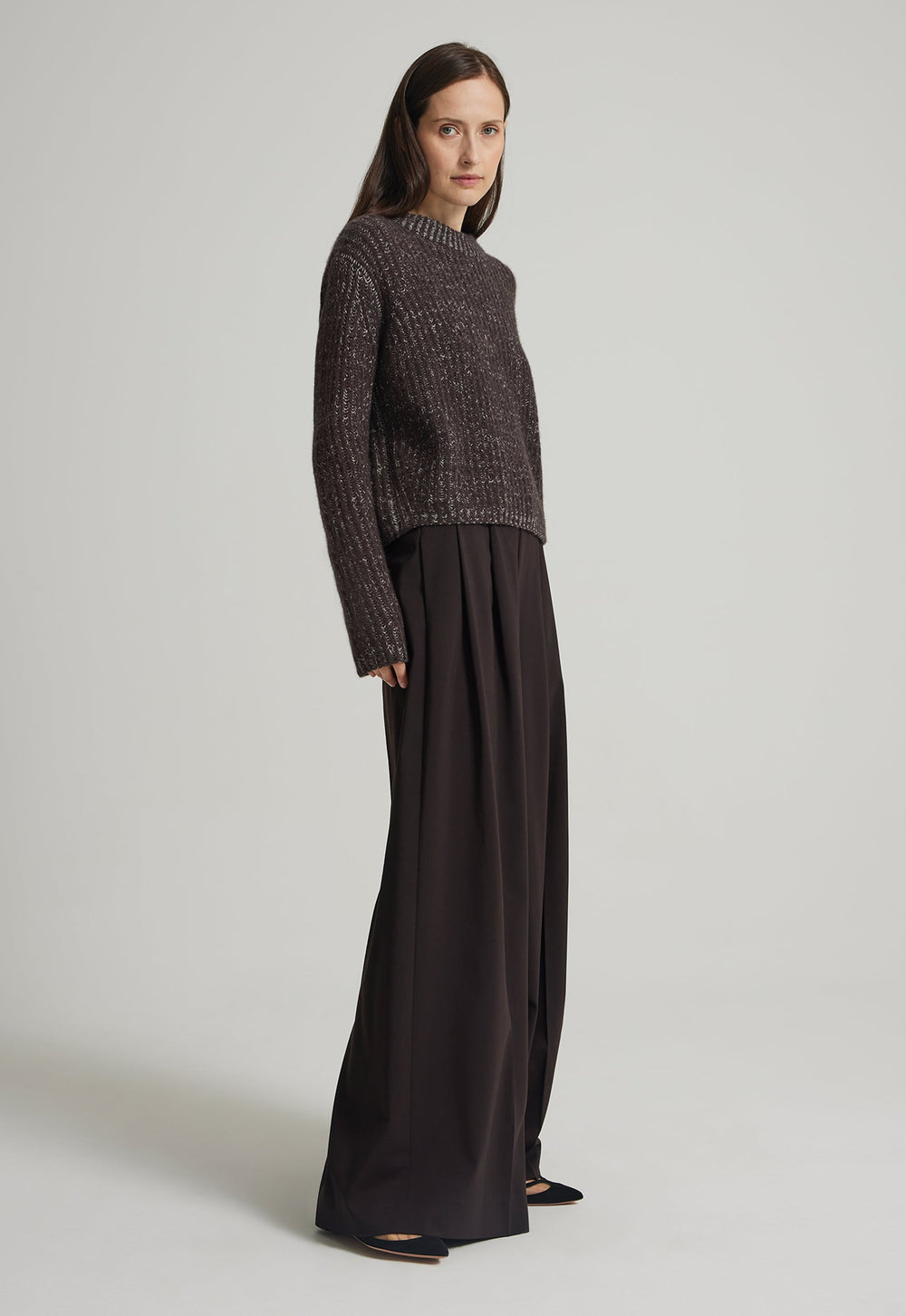 Jac+Jack HAYES CASHMERE SWEATER in Peppercorn Marle/whisper